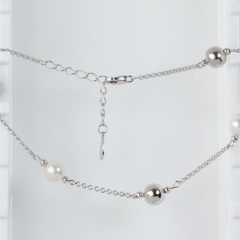 Sterling Silver Bracelet with Freshwater Pearl and Silver Bobble Bracelet